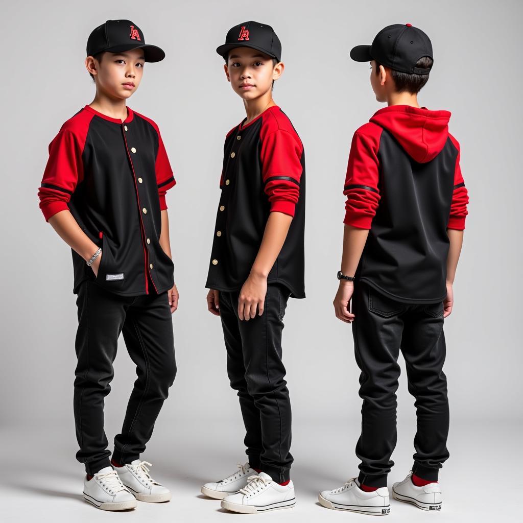 Black and Red Baseball Jersey Street Style