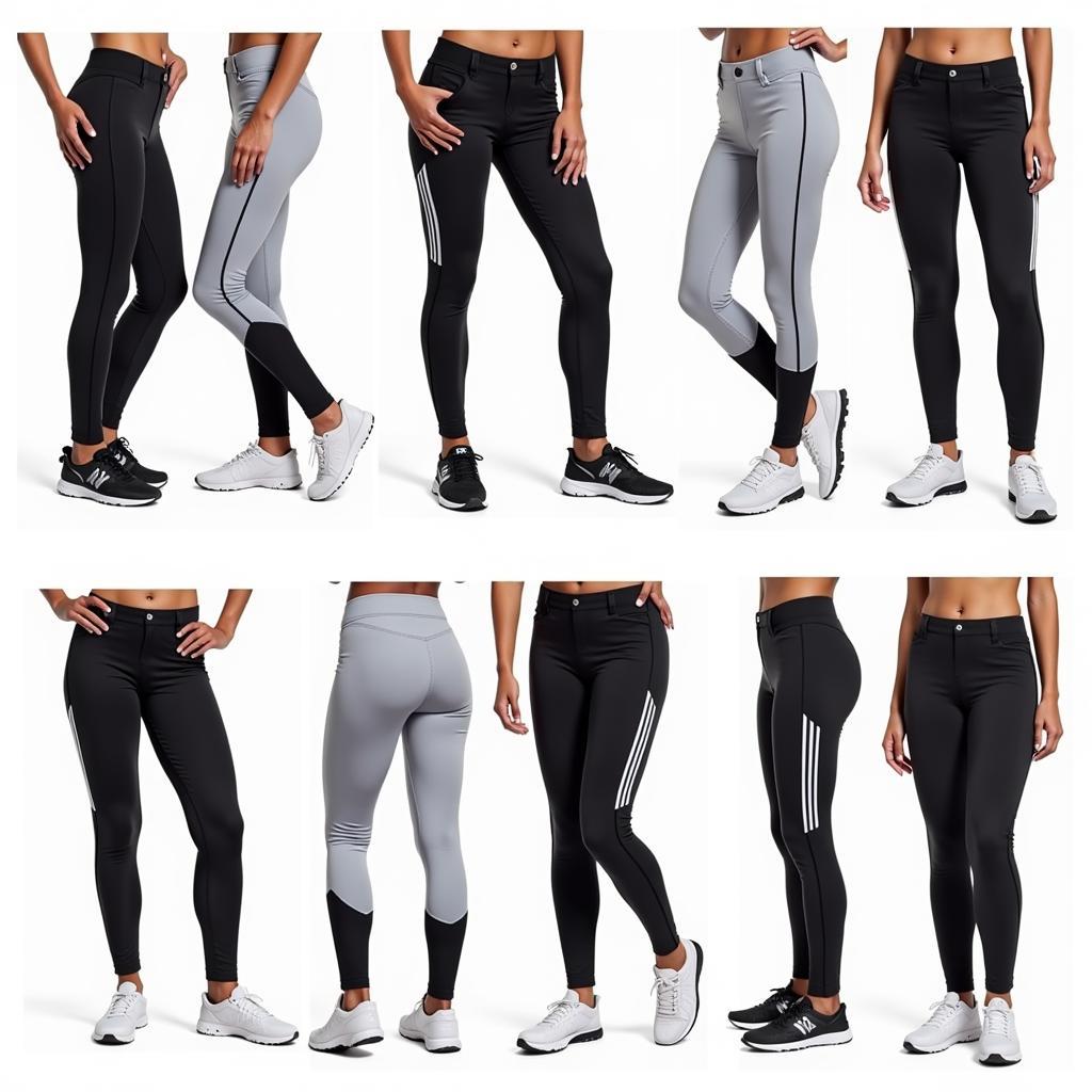 Different styles of black women's softball pants