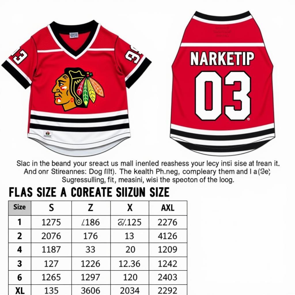 Blackhawks Dog Jersey Size Chart