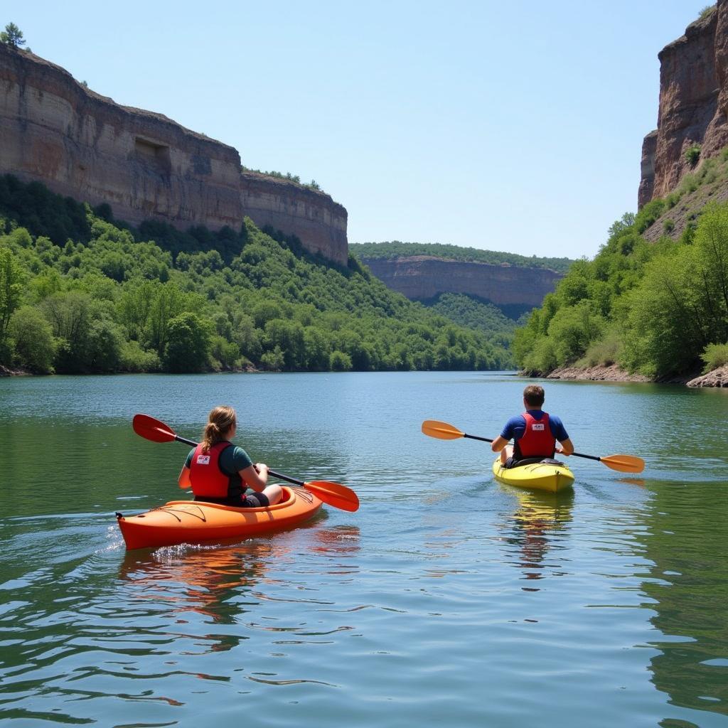 Kayaking on the Missouri River at Blue Cut