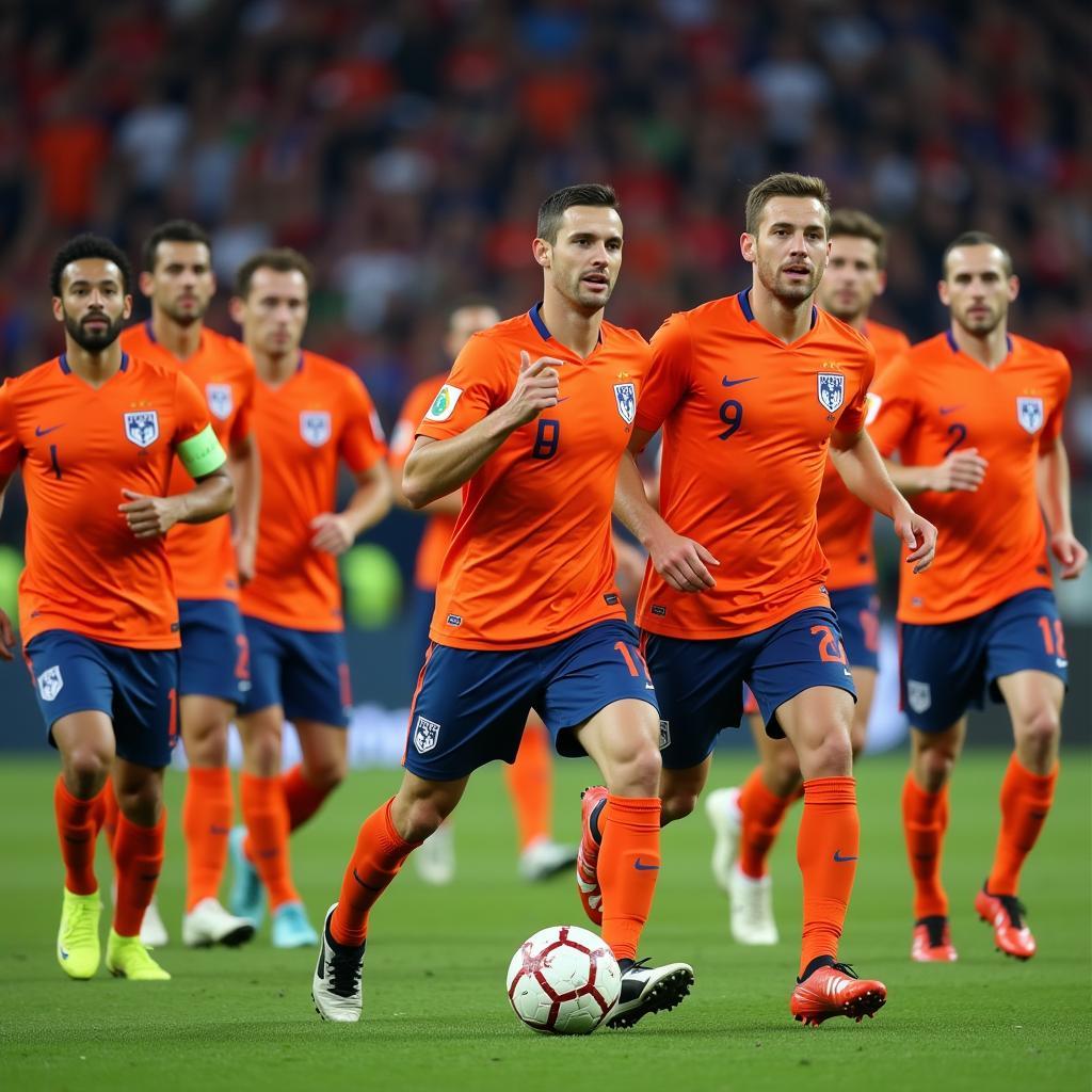 Dutch players executing Total Football