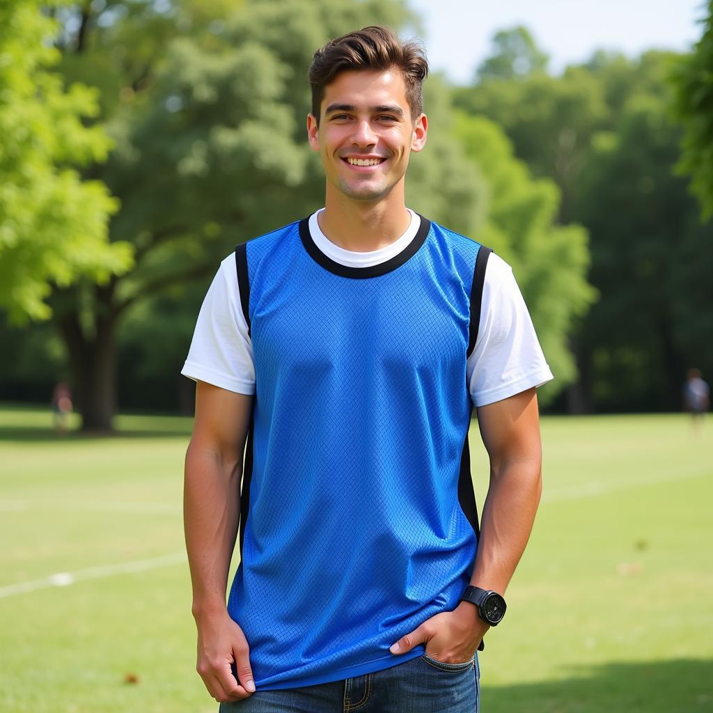 Blue Mesh Jersey for Casual Wear