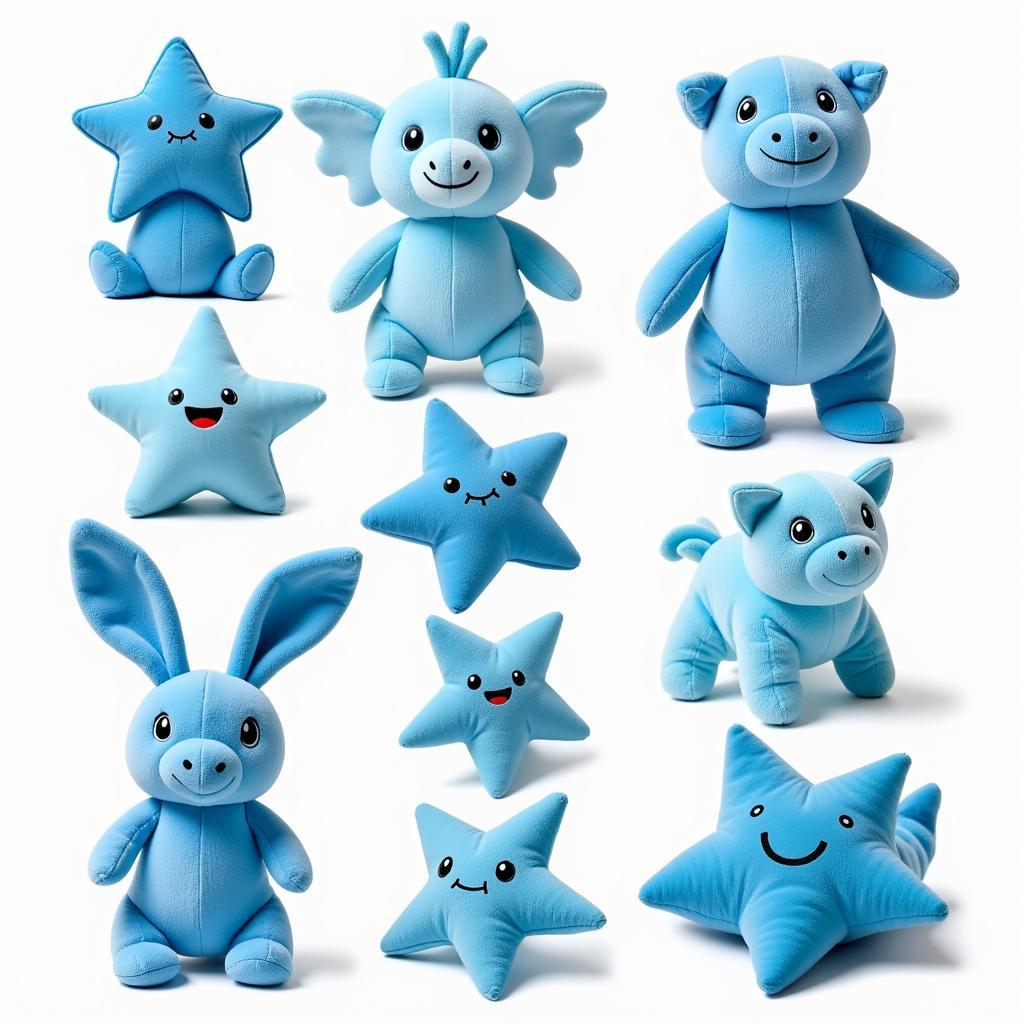 Assortment of Blue Star Plush Toys