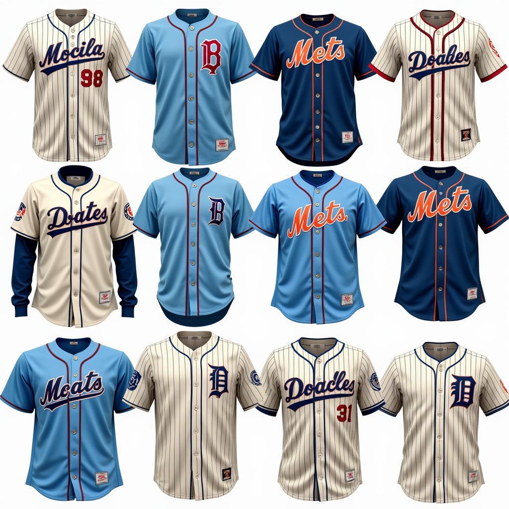 Historic Blue and White Baseball Jerseys