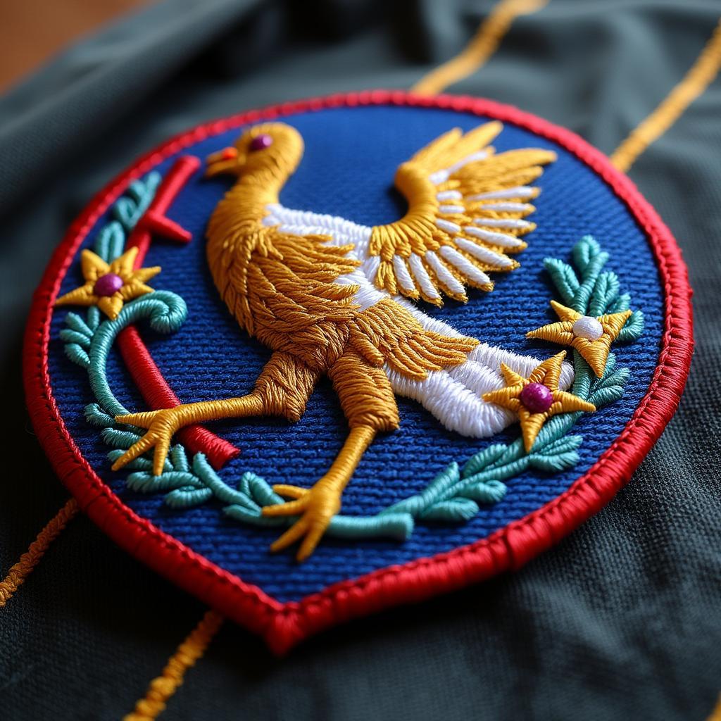 Close up of a Bluey Military Patch