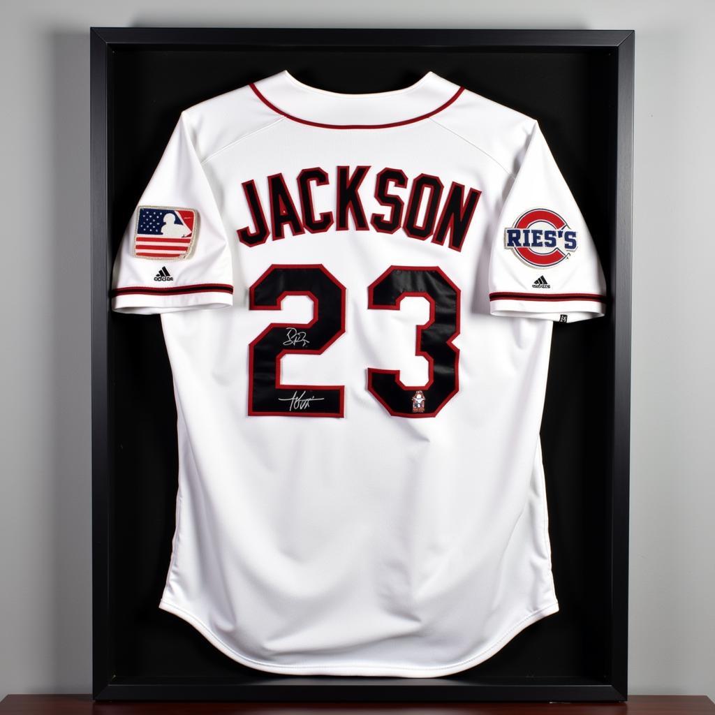 Bo Jackson Signed Baseball Jersey in a Display Case