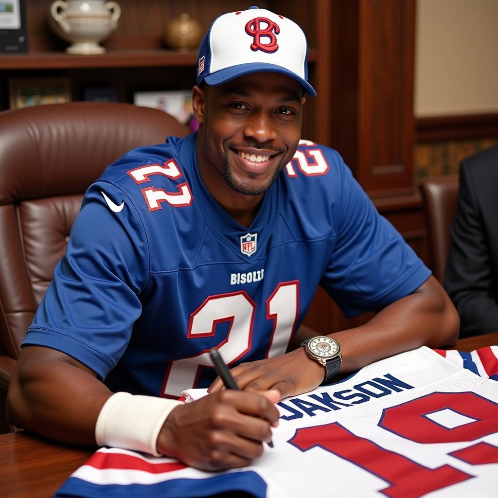 Bo Jackson Signing a Jersey