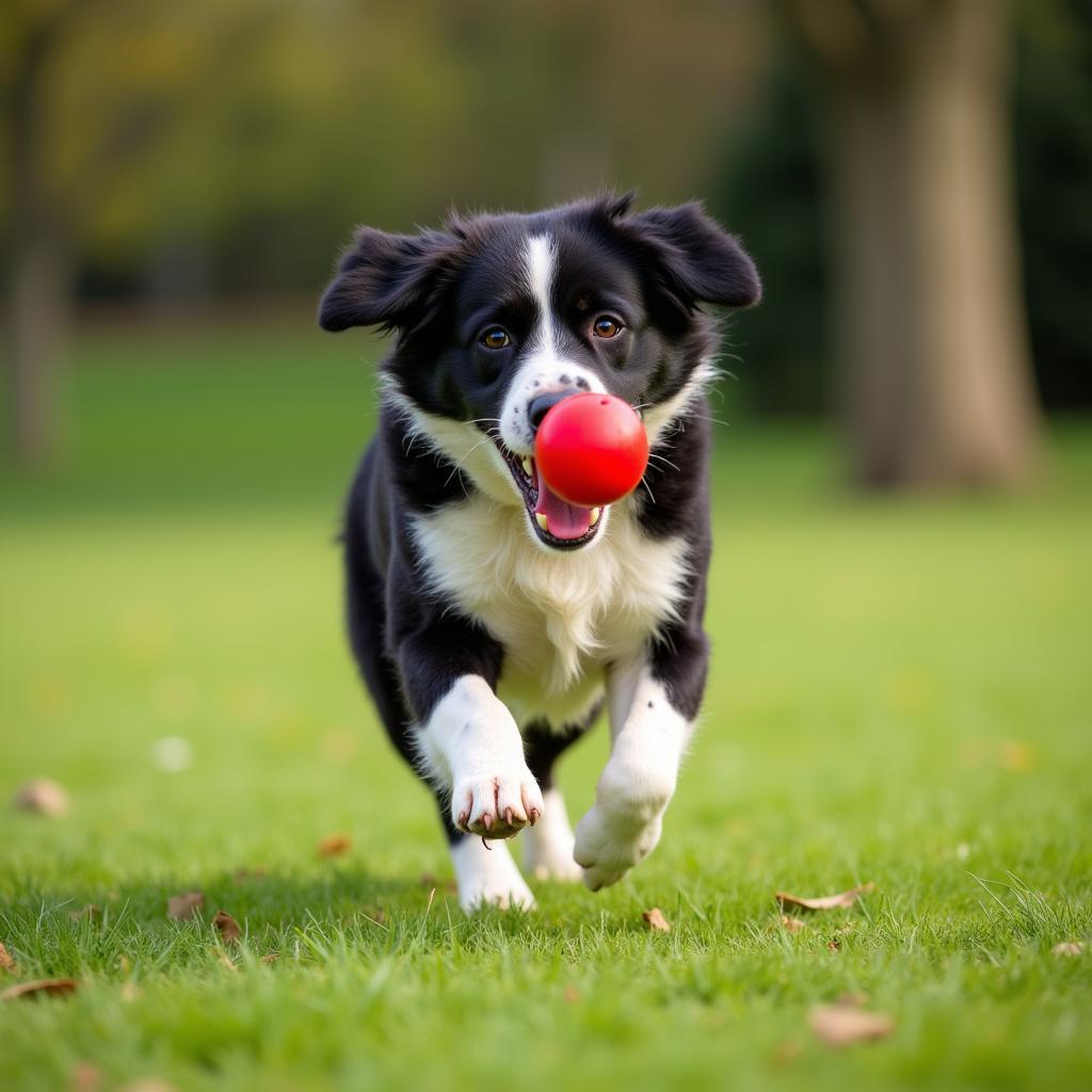 Bo dog running in the park playing fetch