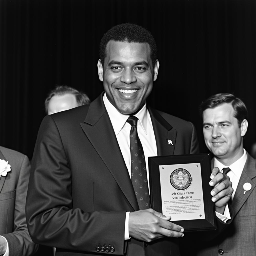 Bob Gibson during his Hall of Fame induction ceremony.