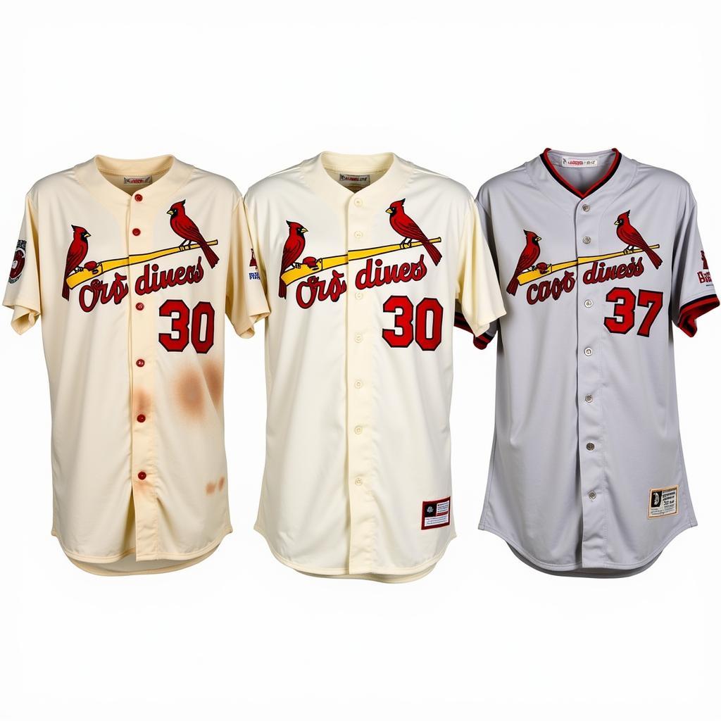 Different variations of the Bob Gibson jersey: authentic, replica, and throwback.