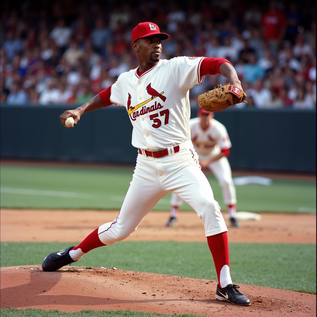 Bob Gibson pitching in a game