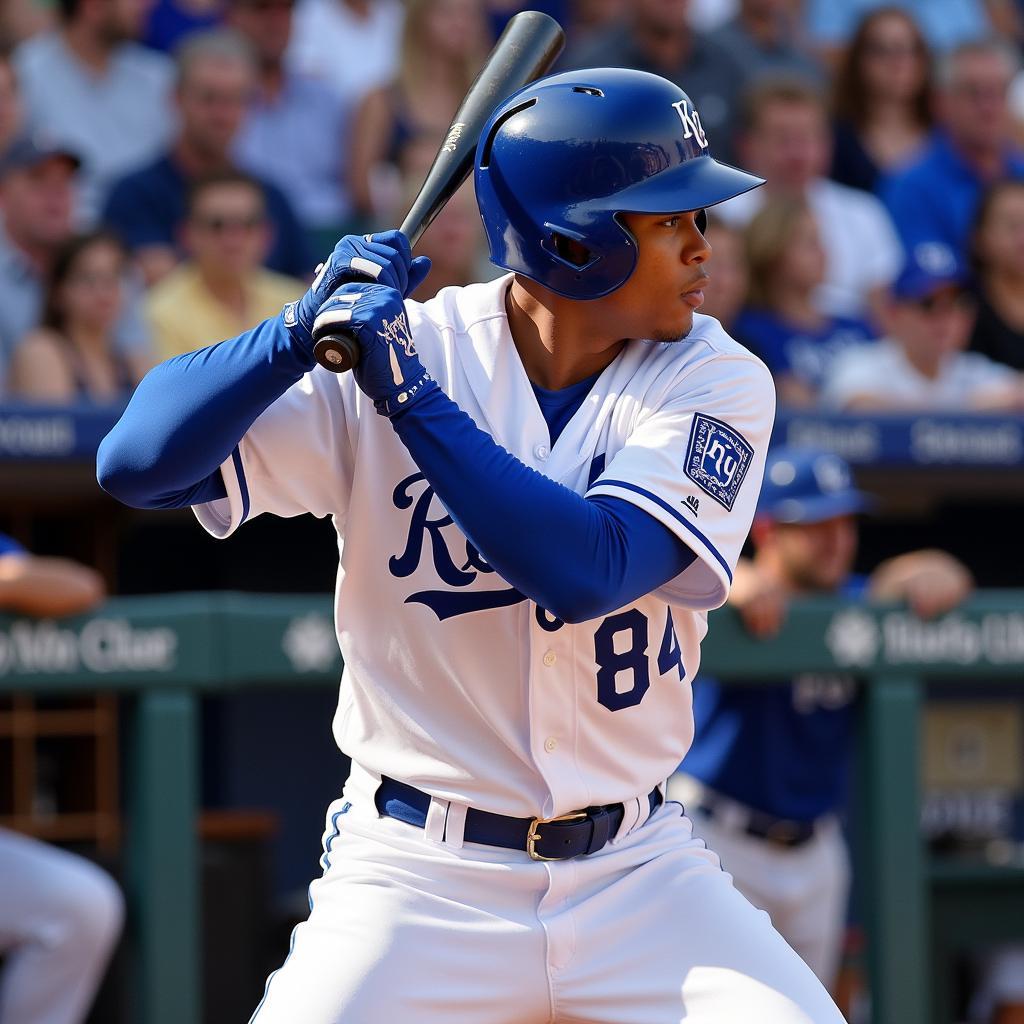 Bobby Witt Jr. swinging a bat