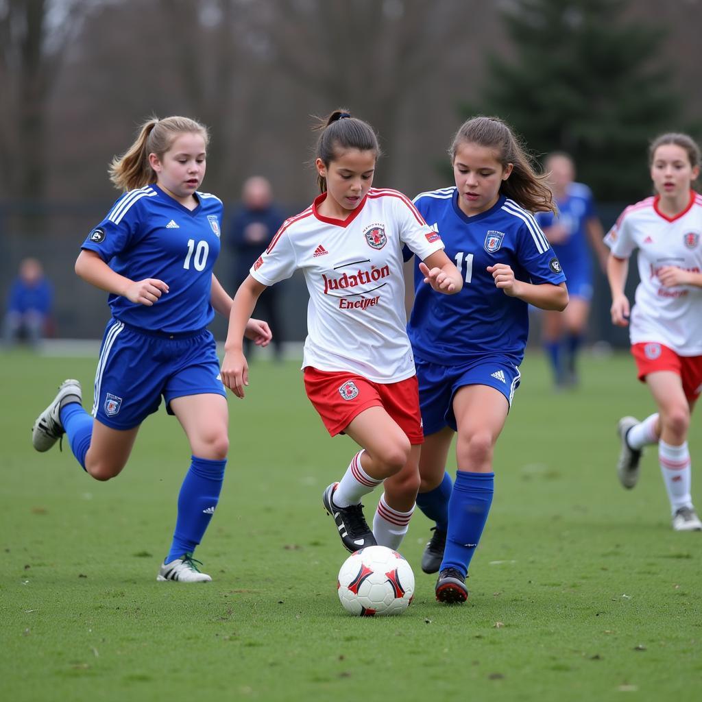 Boston Junior Blues players compete in a league match