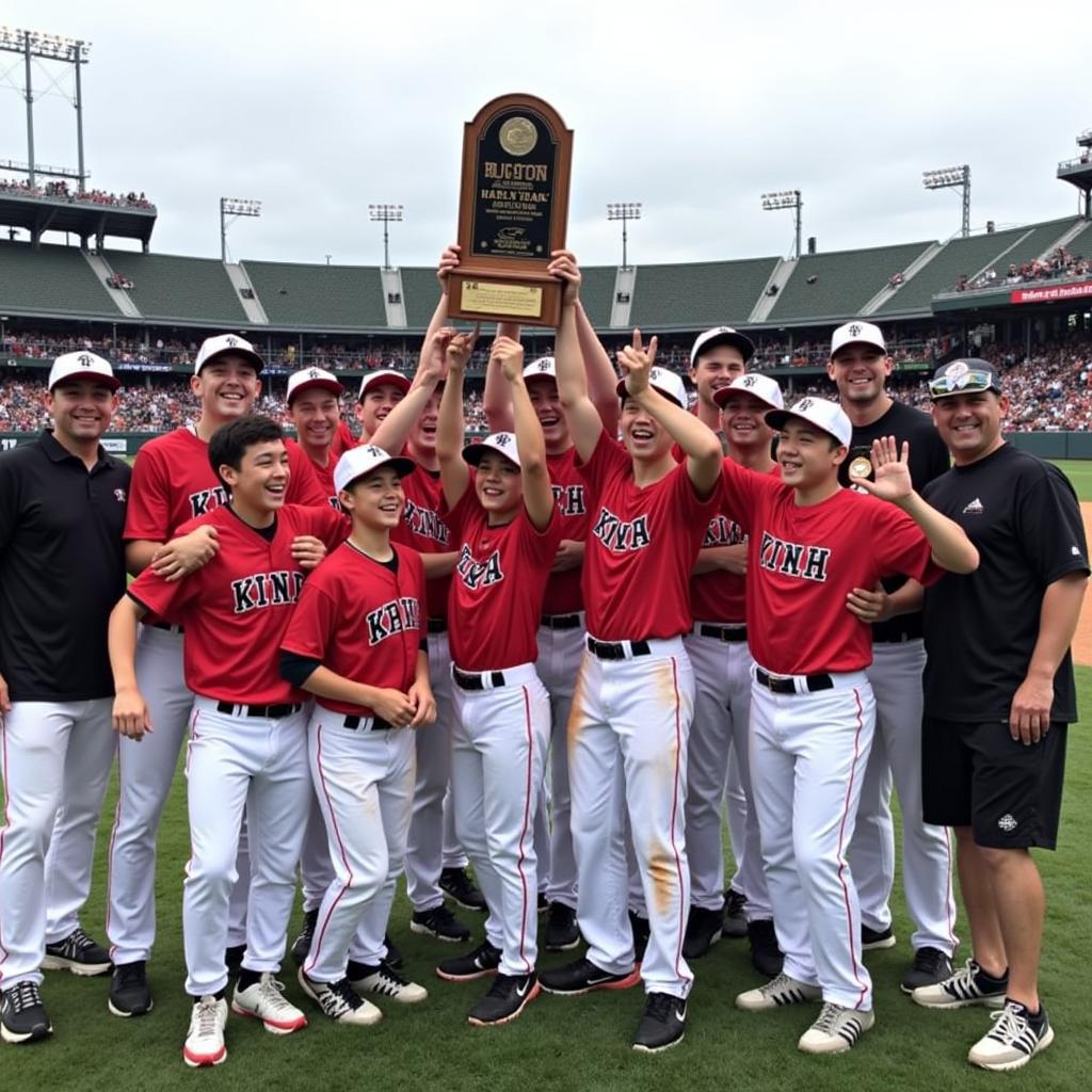 Victory celebration at the Boston Open Baseball Tournament