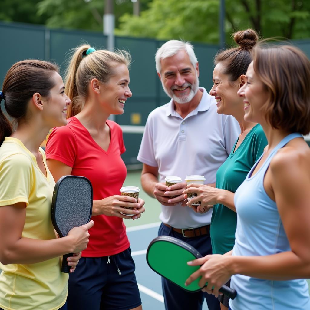 Pickleball Players Socializing