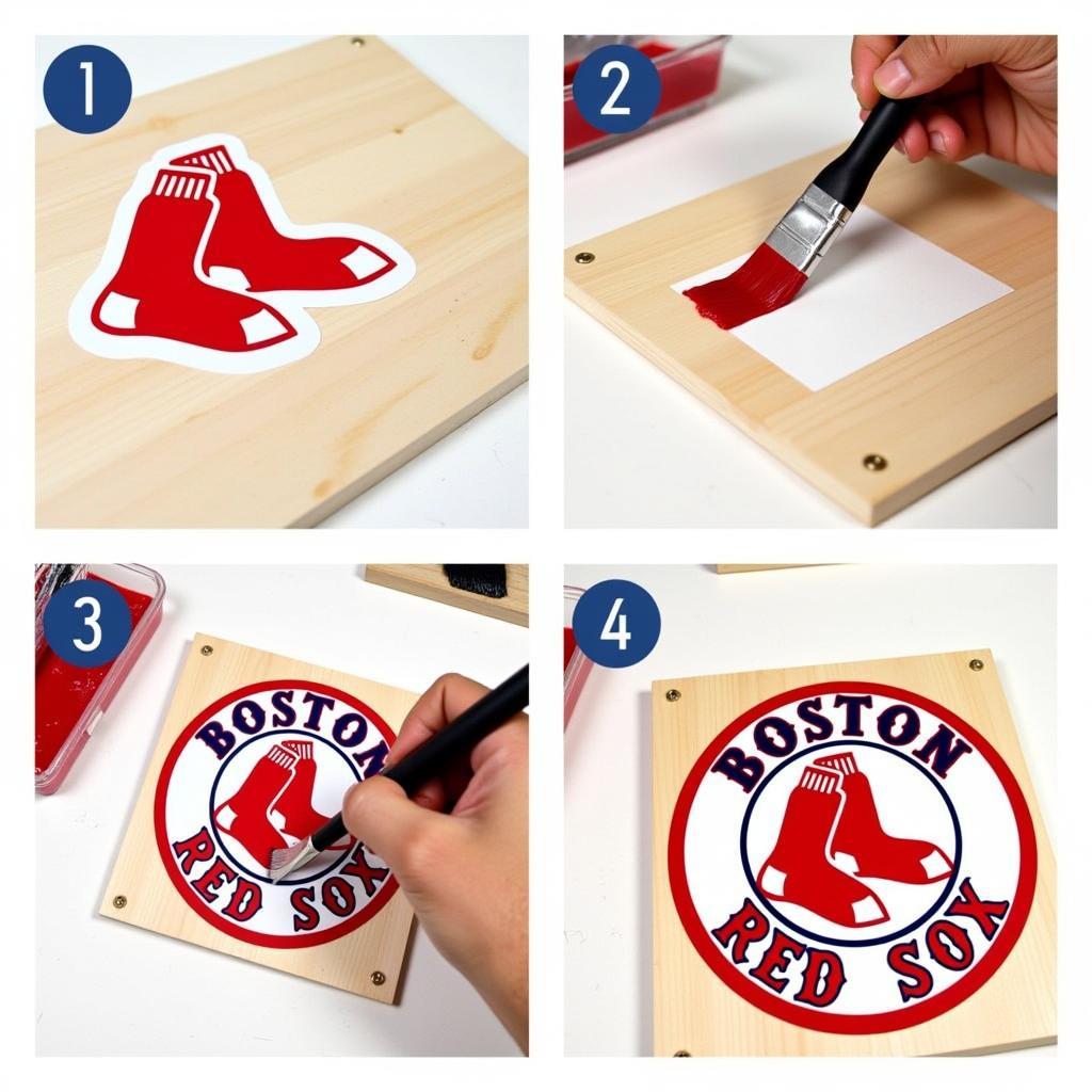 Creating a Boston Red Sox Stencil Design on a Wooden Sign