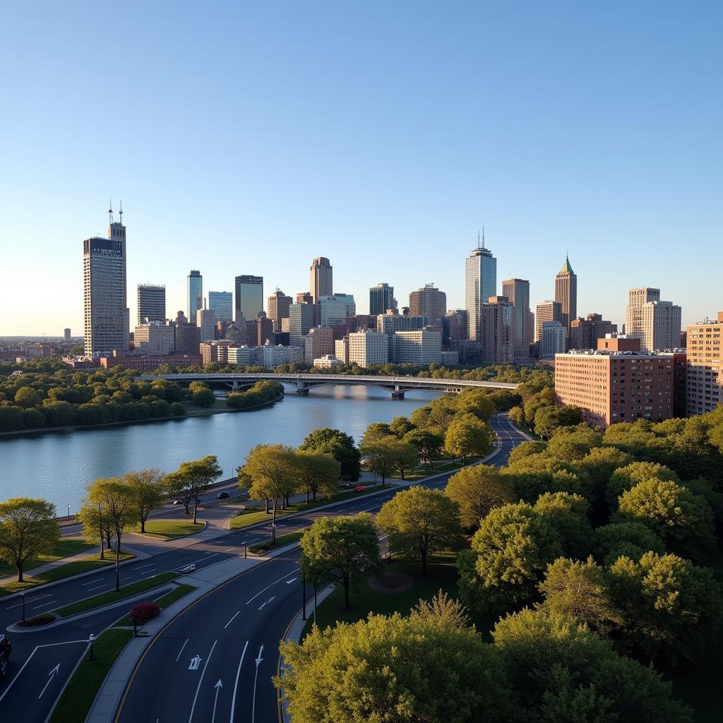 Boston Skyline View from Park Drive