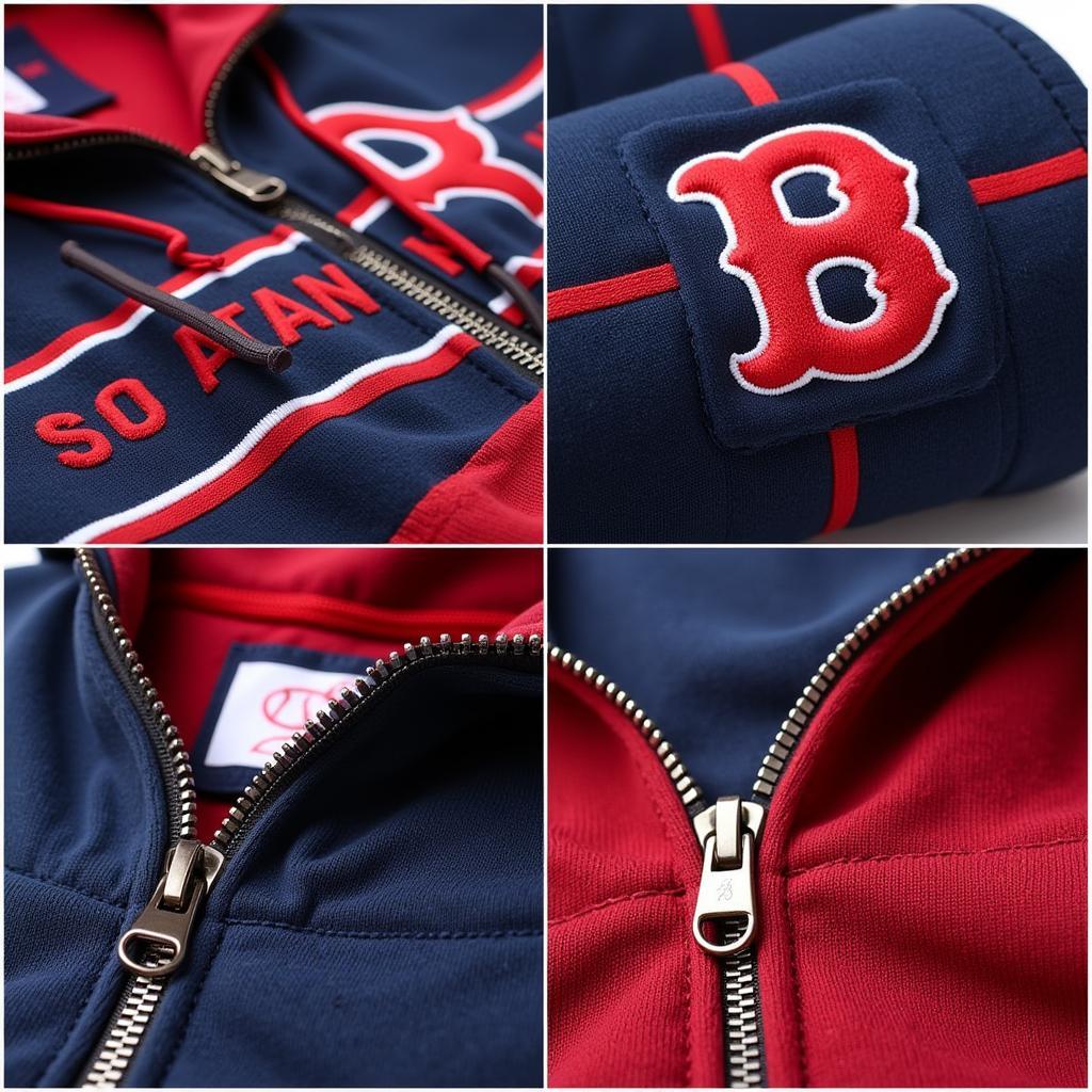 Close-up shots of boston sports hoodie details