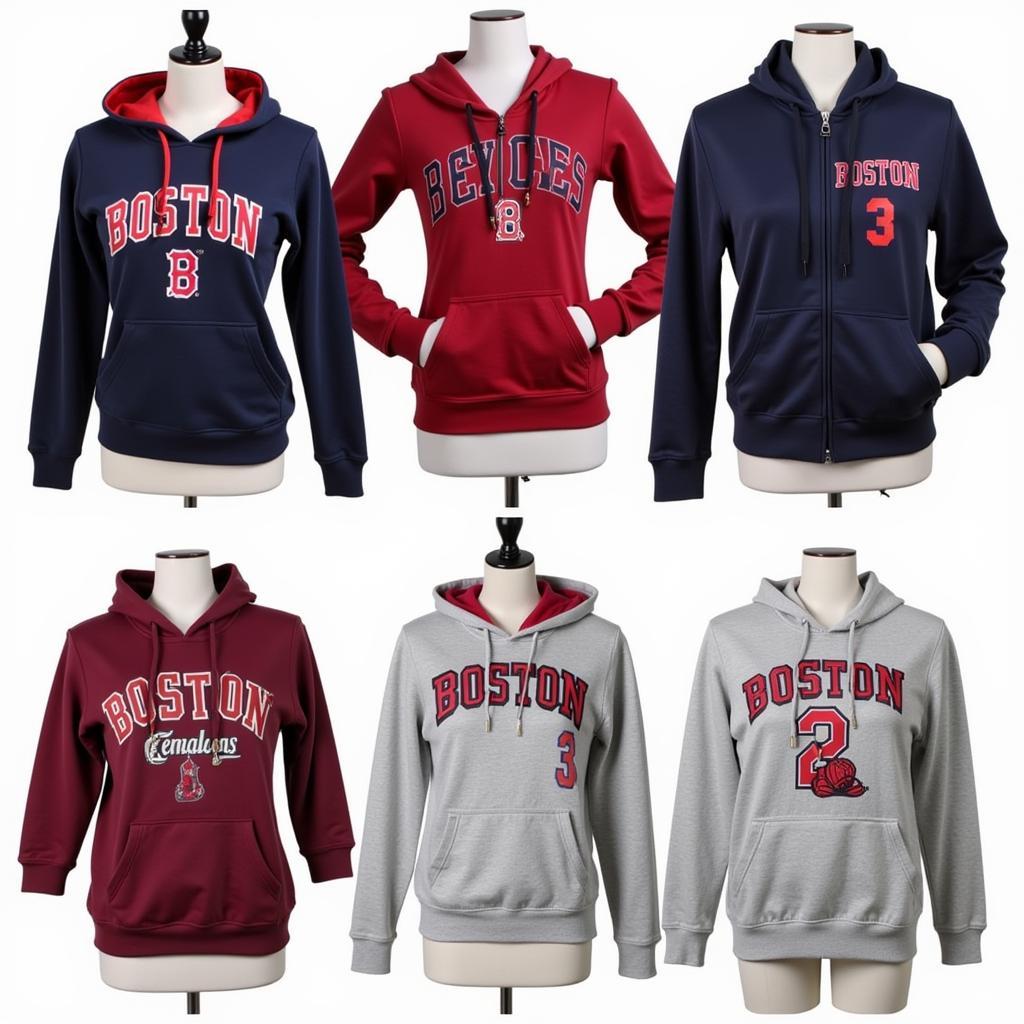 Different styles of boston sports hoodies