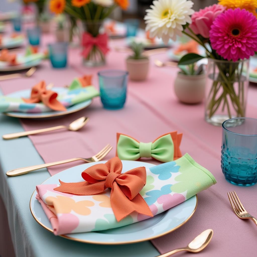 Colorful bow party decorations