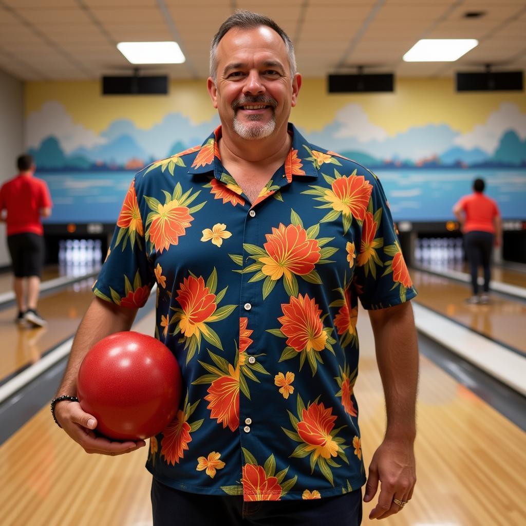 Stylish bowler wearing a hawaiian shirt