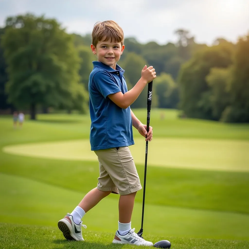 Young golfer with Lynx junior golf club