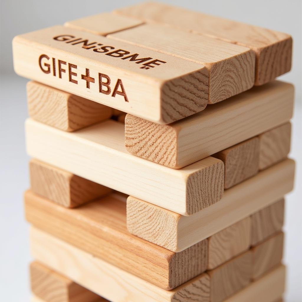 Close-Up of Branded Jenga Blocks