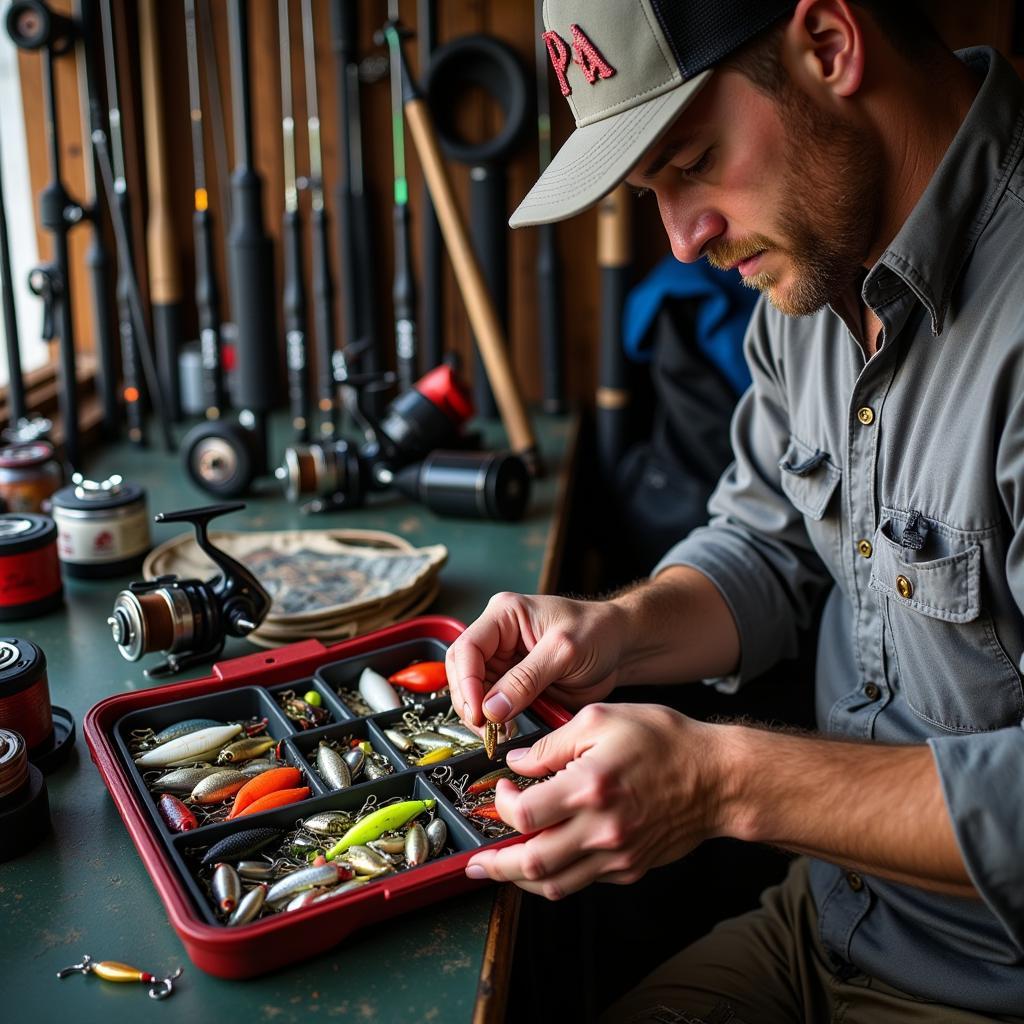 Brandon Belt showcasing his fishing gear and tackle