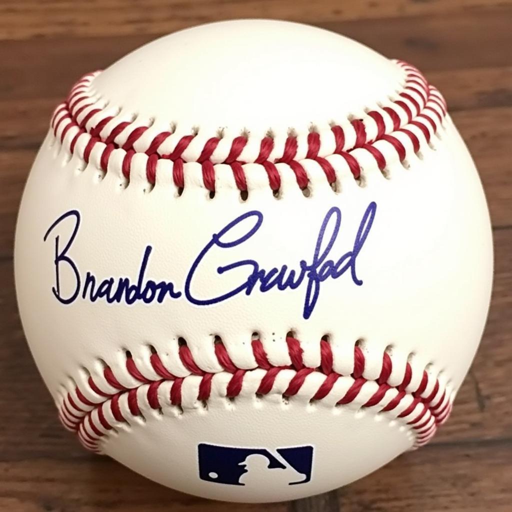 Close-up of a Brandon Crawford Autographed Baseball