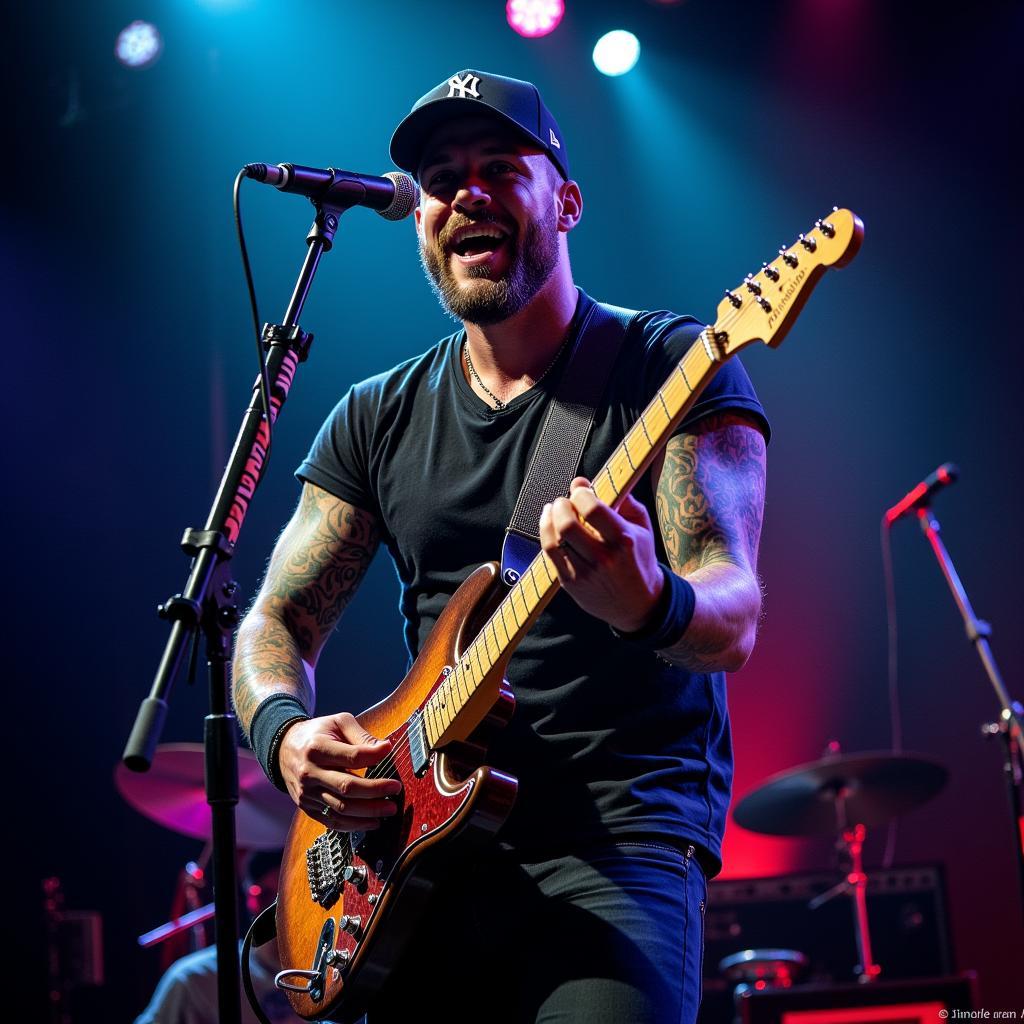 Brantley Gilbert rocking out on stage during a live performance