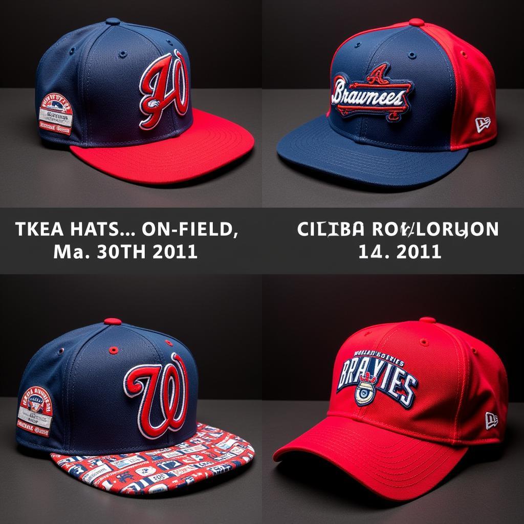 Different styles of Braves World Series hats