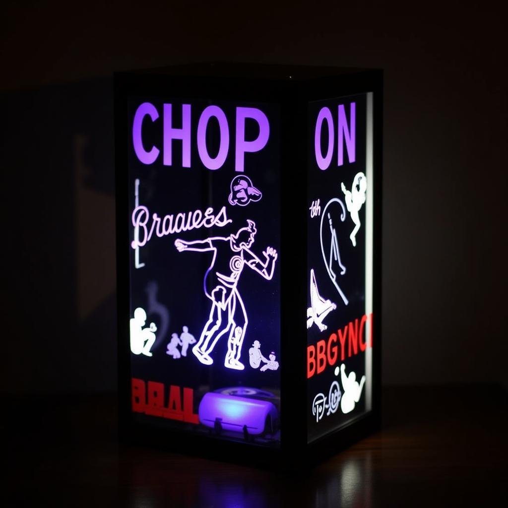 DIY lightbox adorned with Braves logo and fan art