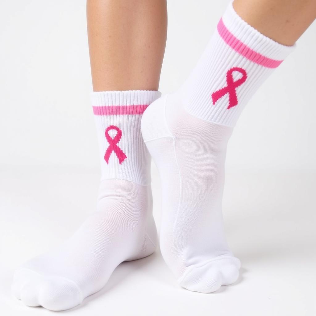 Pink ribbon softball socks