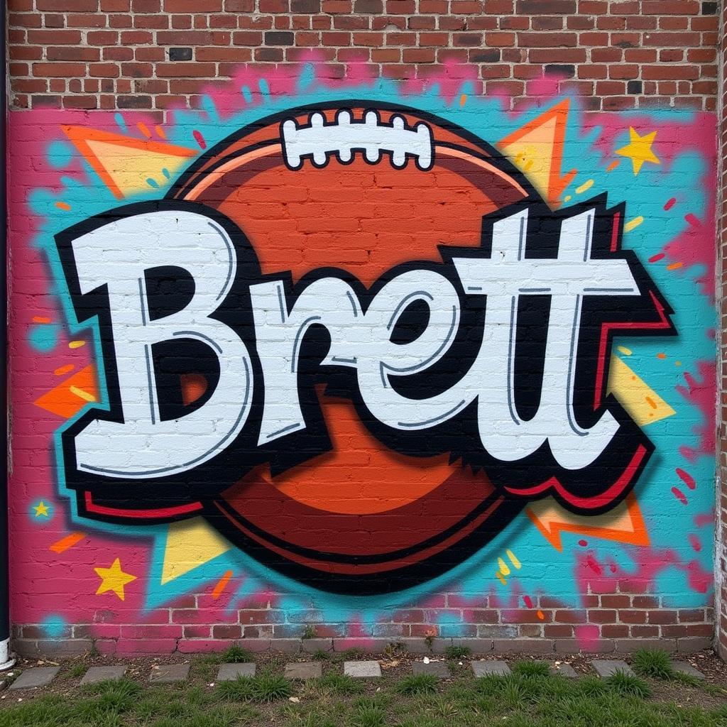 Brett logo graffiti art on a wall