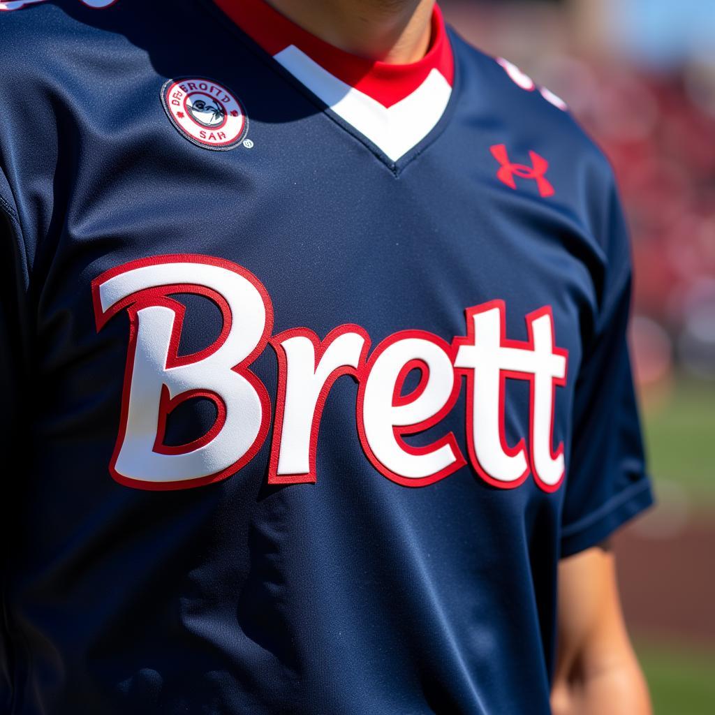 Football jersey with a Brett logo