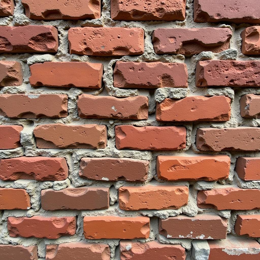 Close-Up of a Brick Wall, Highlighting its Texture and Durability