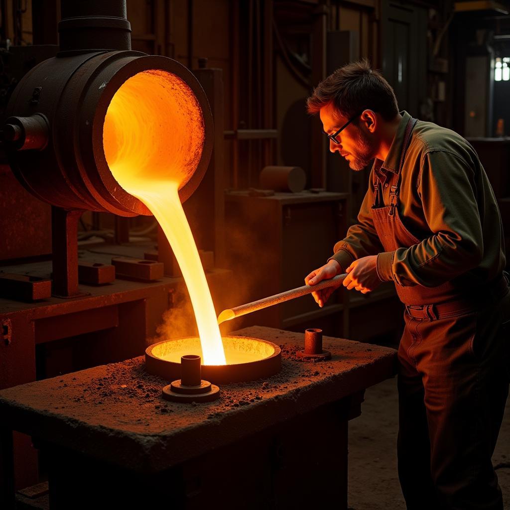 Bronze casting process in a foundry