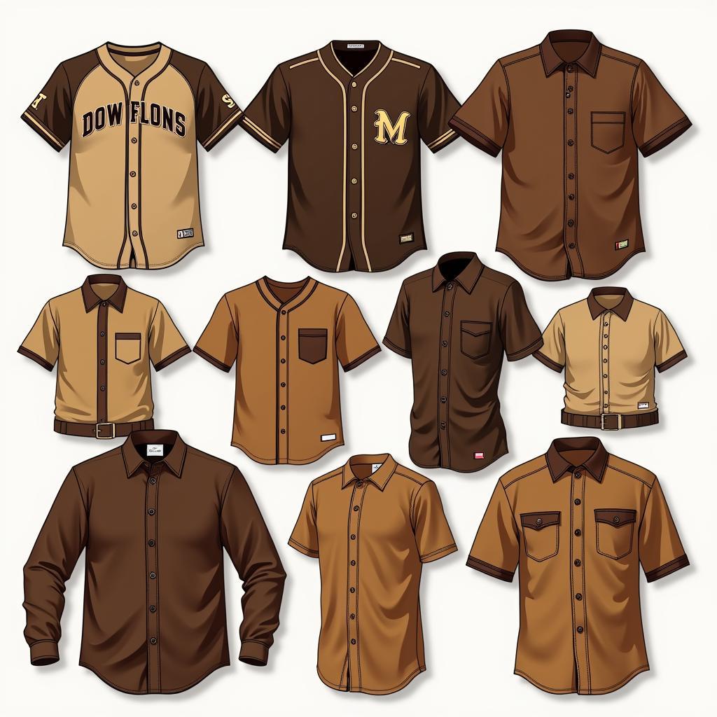 Different Styles of Brown Baseball Shirts