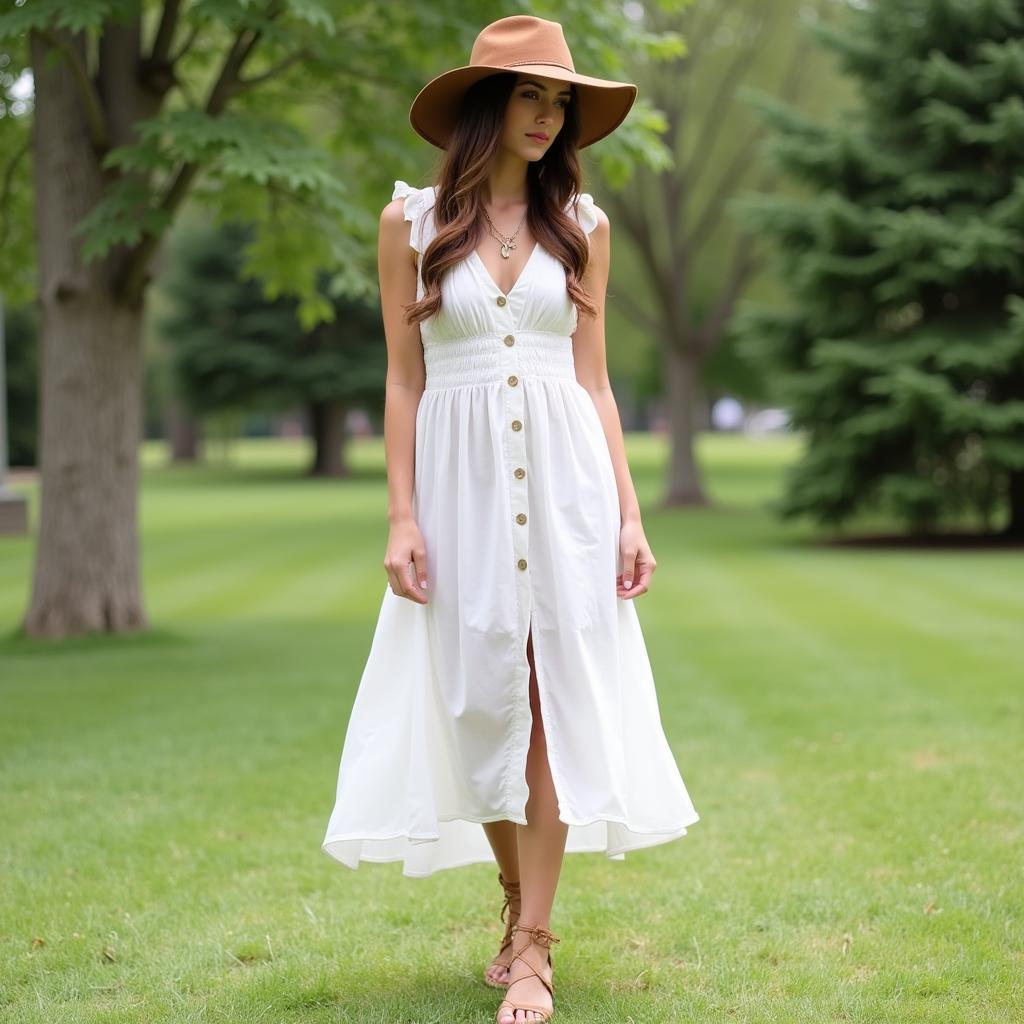 Woman Styling a Brown SF Hat