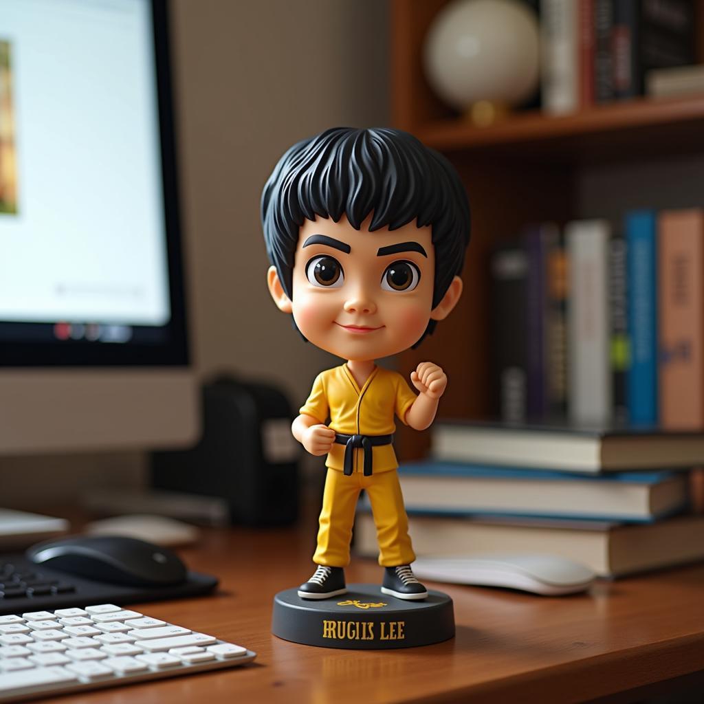 Bruce Lee Bobblehead on a Desk