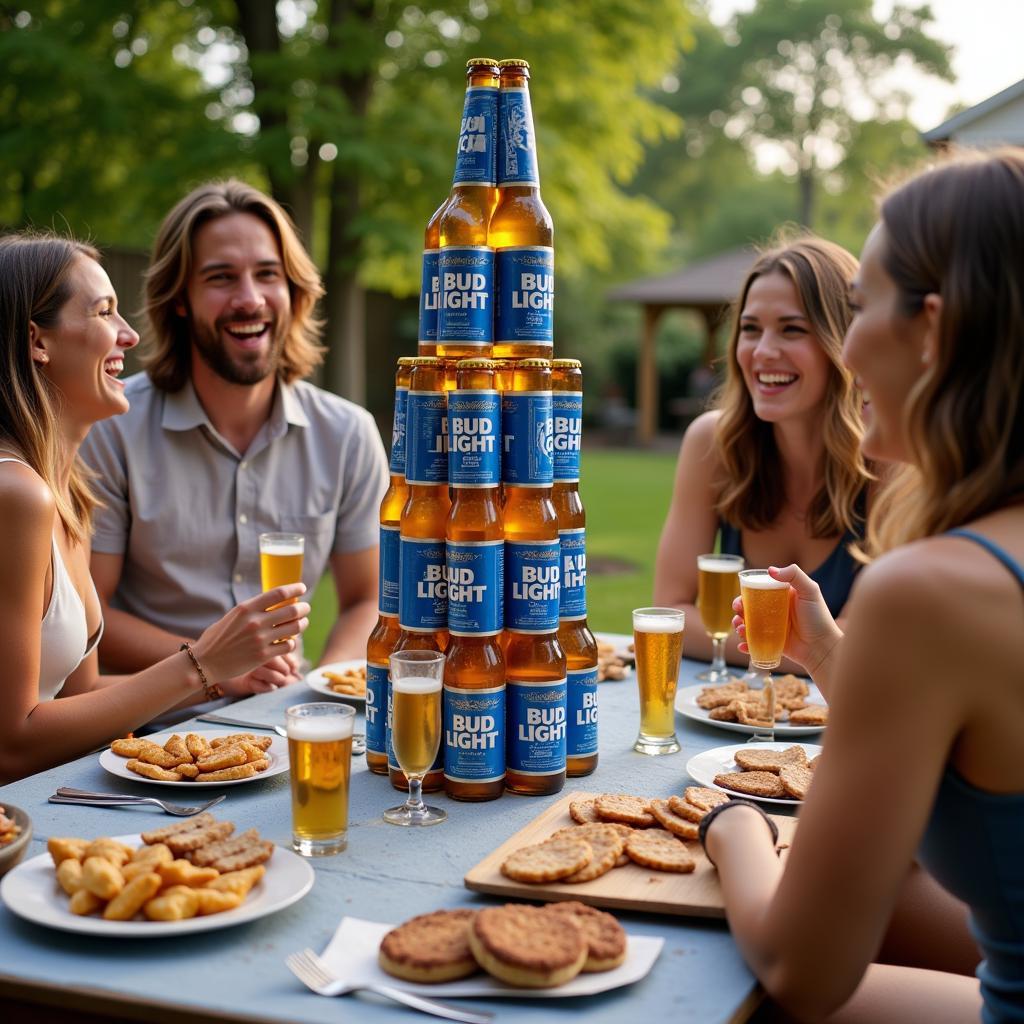 Bud Light beer tower at a party