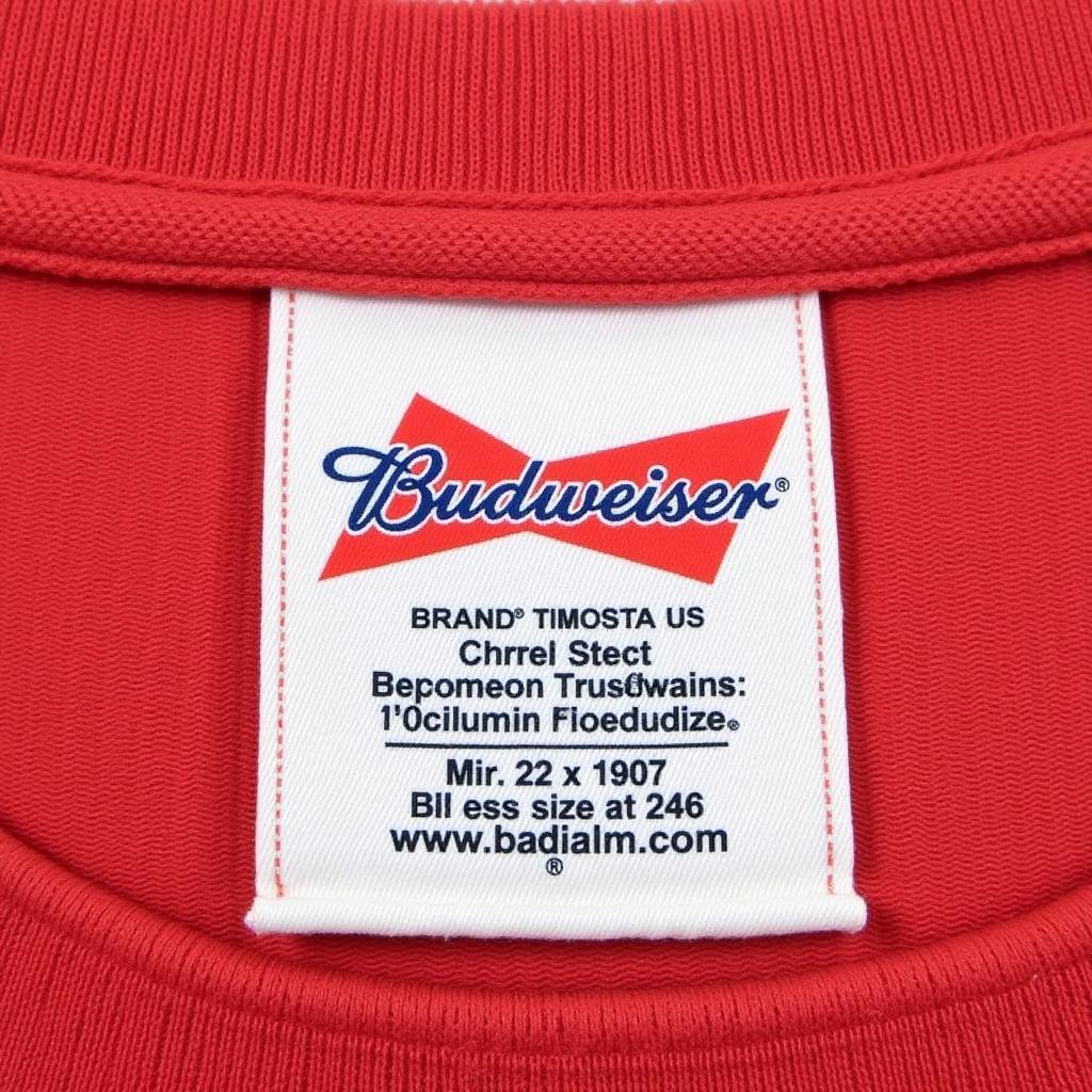 Close-Up of a Vintage Budweiser Tee Tag