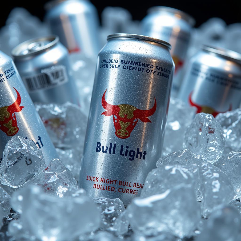 Chilled Bull Light Beer Cans on Ice