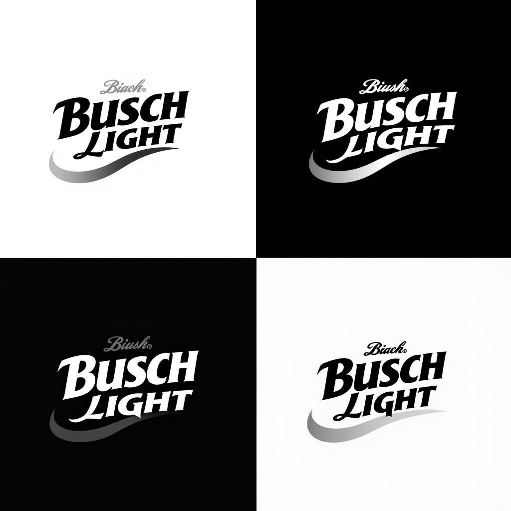 Different variations of the Busch Light logo in black and white