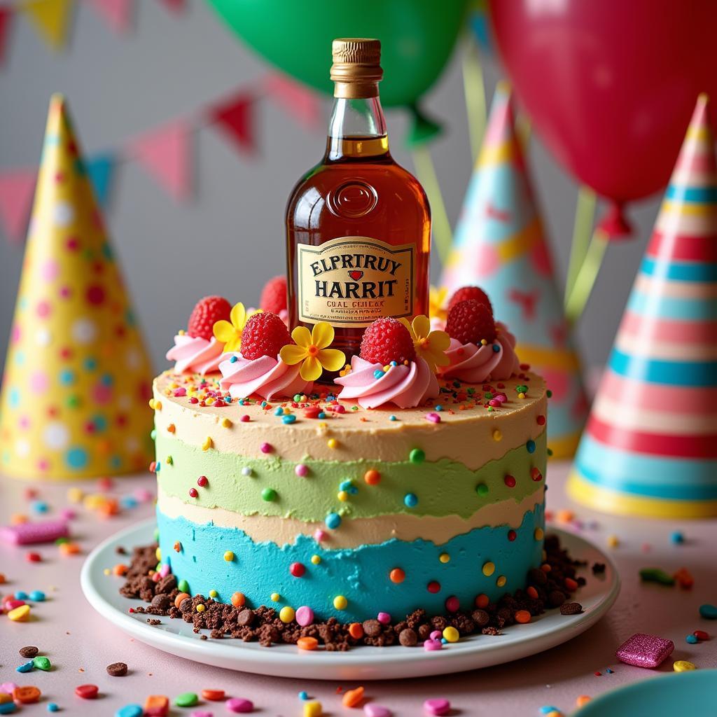 Birthday Cake with Liquor Bottles Celebration