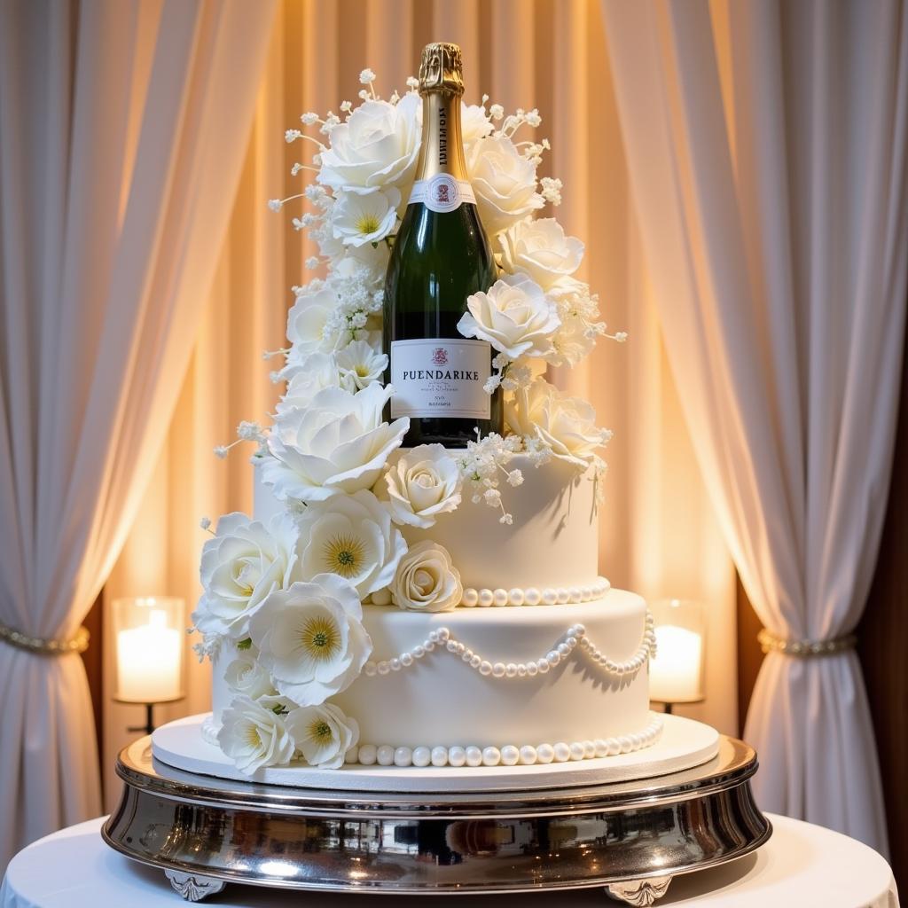 Cake with Liquor Bottles Wedding Centerpiece