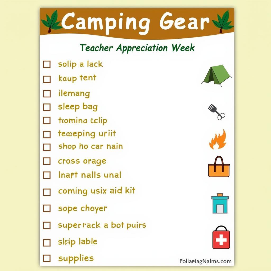 Camping Gear Checklist for Teacher Appreciation Week