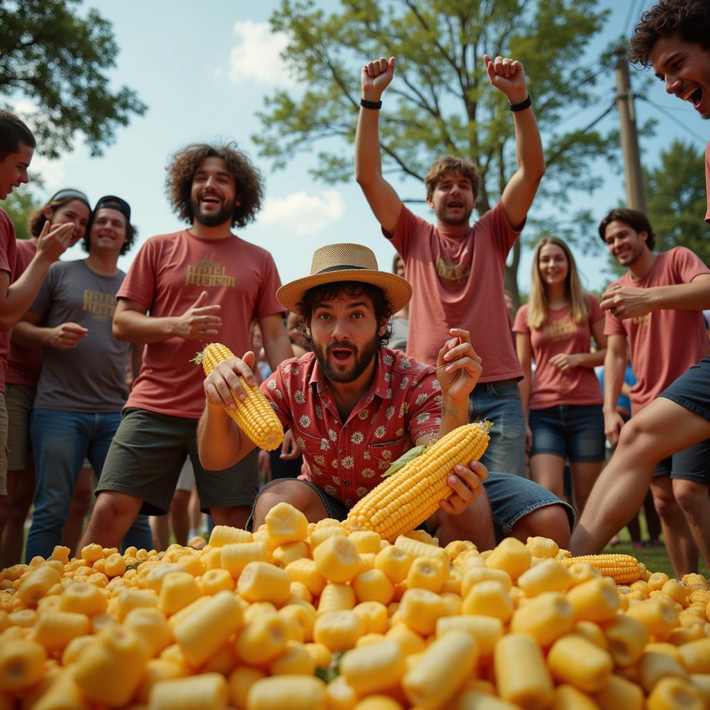 Action shot of a can of corn baseball game