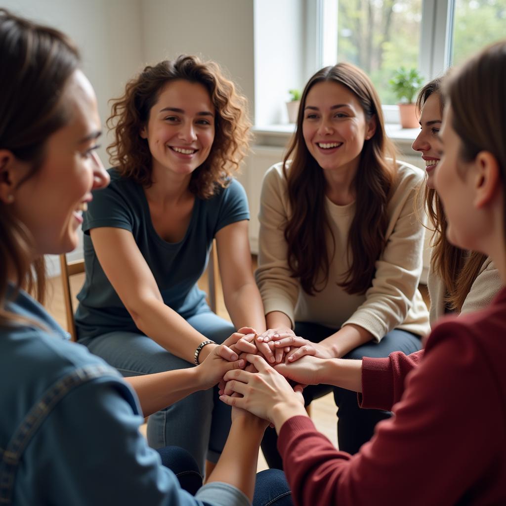 Support Group Members Holding Hands In Circle