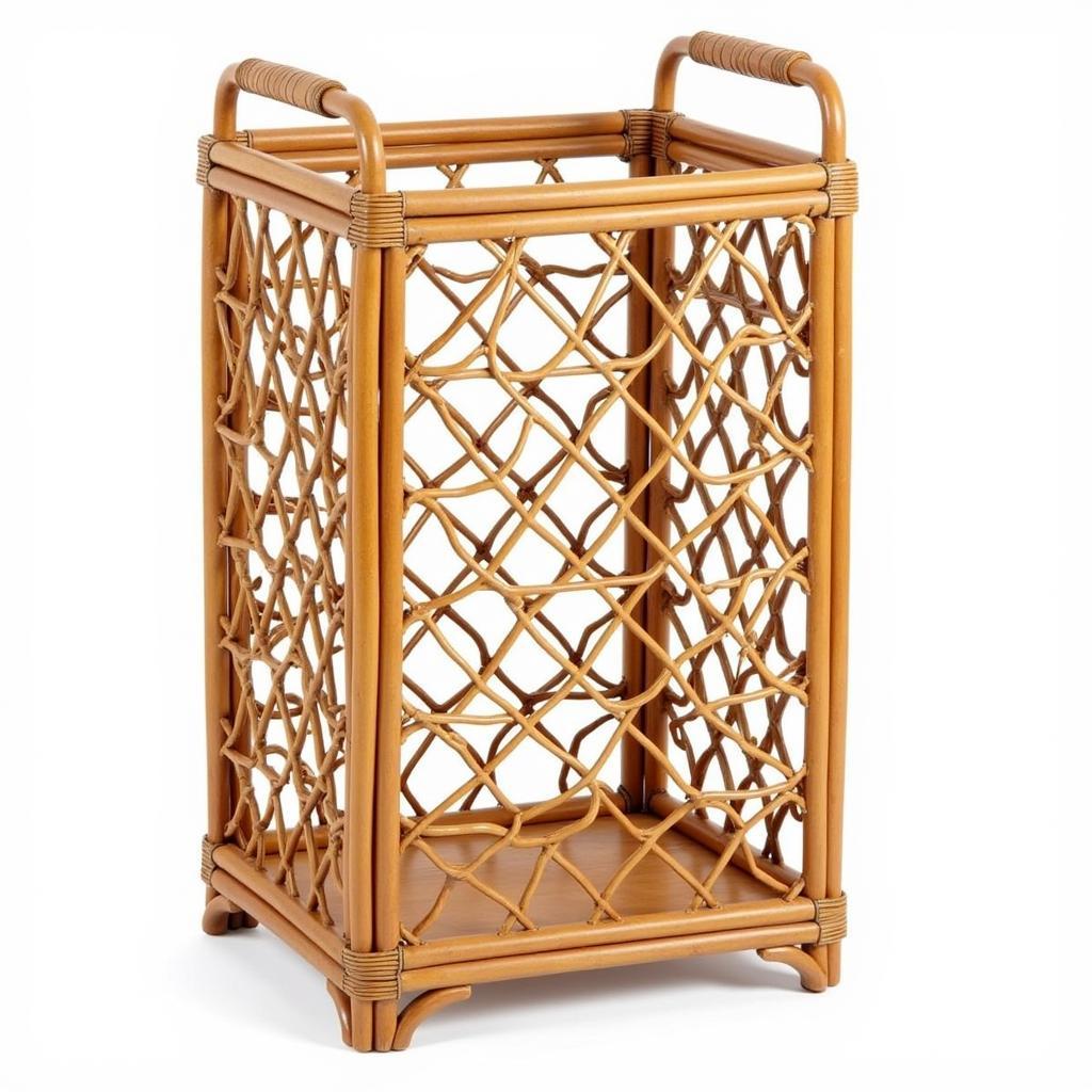 Cane Umbrella Stand with Built-in Storage Shelf